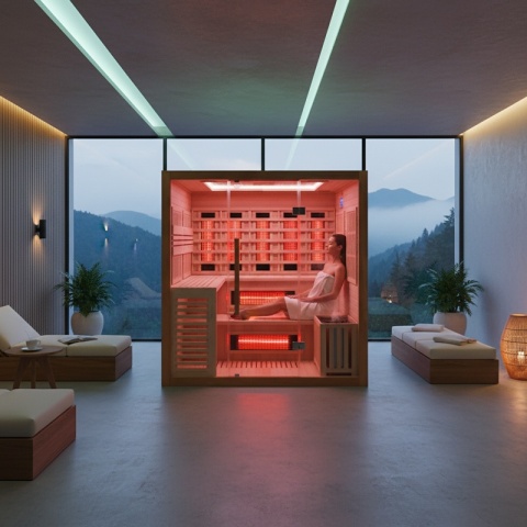 SAUNA KOMBO INFRARED/FIŃSKA HELSI1-NEW Z PIECEM 6kW 4-5 OSOBOWA 180x160 CM 2w1