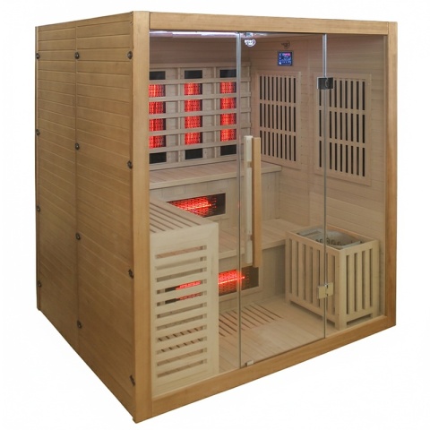 SAUNA KOMBO INFRARED/FIŃSKA HELSI1-NEW Z PIECEM 6kW 4-5 OSOBOWA 180x160 CM 2w1