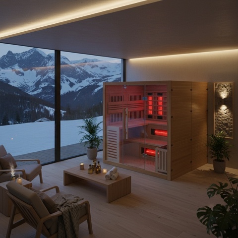 SAUNA KOMBO INFRARED/FIŃSKA HELSI1-NEW Z PIECEM 6kW 4-5 OSOBOWA 180x160 CM 2w1