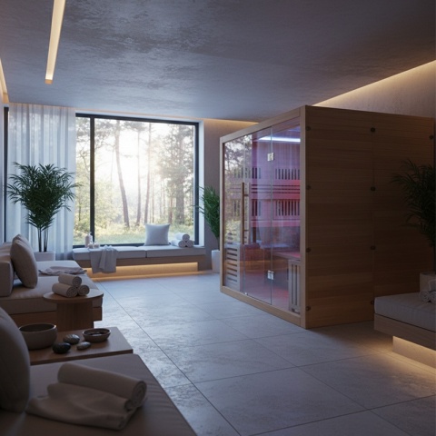 SAUNA KOMBO INFRARED/FIŃSKA HELSI1-NEW Z PIECEM 6kW 4-5 OSOBOWA 180x160 CM 2w1