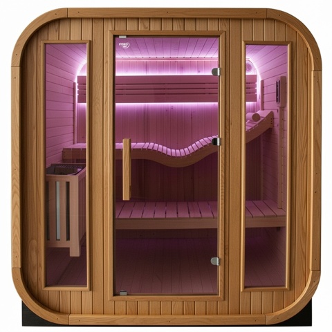 SAUNA OGRODOWA FIŃSKA BECZKA Z PIECEM MOLDE 2-4 OSOBOWA 180x200 CM