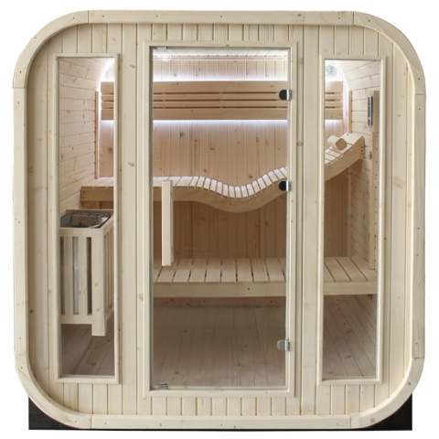 SAUNA OGRODOWA FIŃSKA BECZKA Z PIECEM MOLDE 2-4 OSOBOWA 180x200 CM