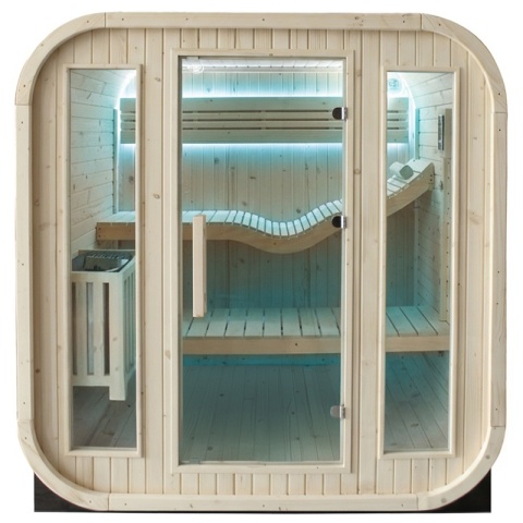 SAUNA OGRODOWA FIŃSKA BECZKA Z PIECEM MOLDE 2-4 OSOBOWA 180x200 CM