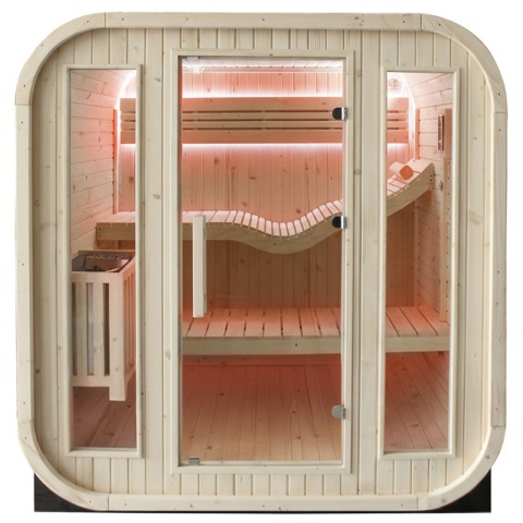 SAUNA OGRODOWA FIŃSKA BECZKA Z PIECEM MOLDE 2-4 OSOBOWA 180x200 CM