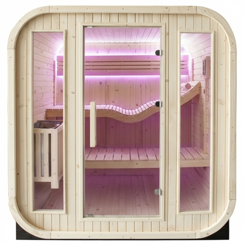 SAUNA OGRODOWA FIŃSKA BECZKA Z PIECEM MOLDE 2-4 OSOBOWA 180x200 CM