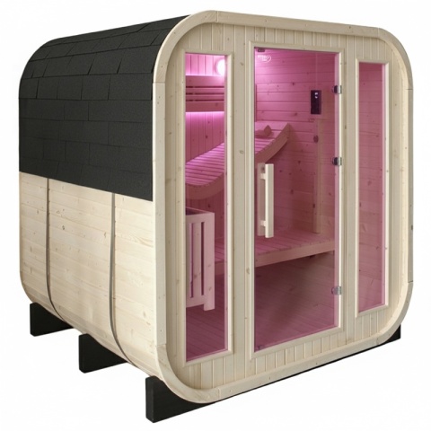 SAUNA OGRODOWA FIŃSKA BECZKA Z PIECEM MOLDE 2-4 OSOBOWA 180x200 CM
