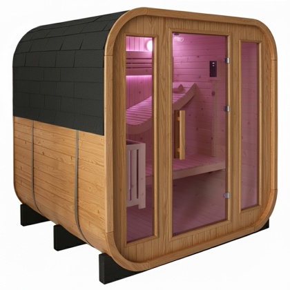 SAUNA OGRODOWA FIŃSKA BECZKA Z PIECEM MOLDE 2-4 OSOBOWA 180x200 CM