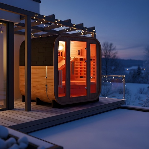 SAUNA OGRODOWA KOMBO FIŃSKA - INFRARED BECZKA MOLDE-A 4-6 OSOBOWA 180x200 CM 2W1