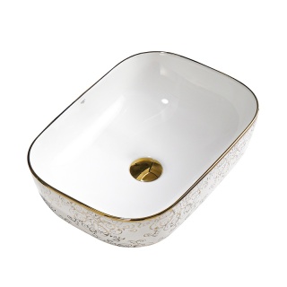 UMYWALKA NABLATOWA CERAMICZNA PROSTOKĄTNA MILO-WH-MOD1-455 BIAŁY POŁYSK 45x32 CM