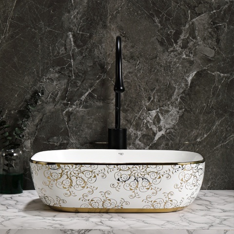 UMYWALKA NABLATOWA CERAMICZNA PROSTOKĄTNA MILO-WH-MOD1-455 BIAŁY POŁYSK 45x32 CM