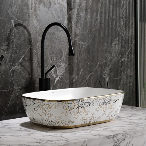 UMYWALKA NABLATOWA CERAMICZNA PROSTOKĄTNA MILO-WH-MOD1-455 BIAŁY POŁYSK 45x32 CM