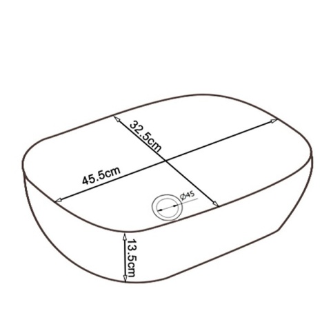 UMYWALKA NABLATOWA CERAMICZNA PROSTOKĄTNA MILO-WH-MOD1-455 BIAŁY POŁYSK 45x32 CM