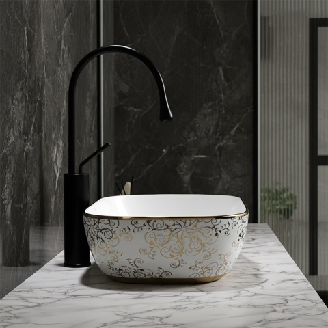 UMYWALKA NABLATOWA CERAMICZNA PROSTOKĄTNA MILO-WH-MOD1-455 BIAŁY POŁYSK 45x32 CM