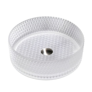 UMYWALKA NABLATOWA SZKLANA OKRĄGŁA FREZOWANA BRILLANT1-WH-400 BIAŁA 40x12 CM