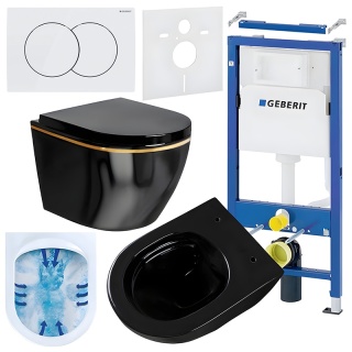 ZESTAW PODTYNKOWY WC STELAŻ GEBERIT DUOFIX MISKA MIZU-BL-GL-RIM-02 PRZYCISK DELTA 01 BIAŁY