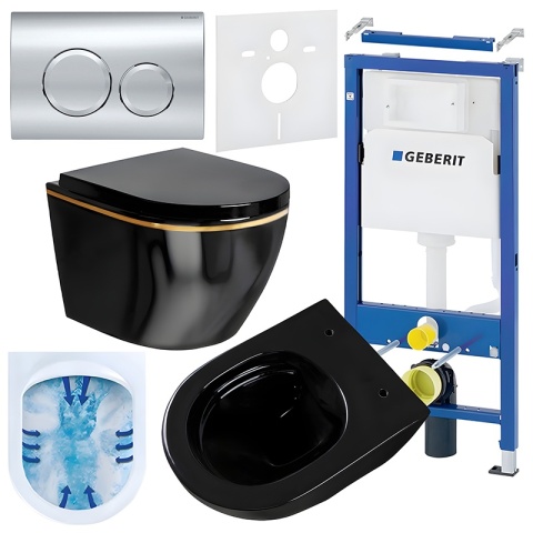 ZESTAW PODTYNKOWY WC STELAŻ GEBERIT DUOFIX MISKA MIZU-BL-GL-RIM-02 PRZYCISK DELTA 20 CHROM