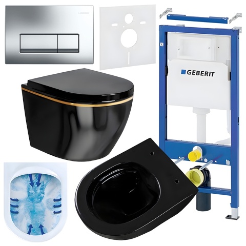 ZESTAW PODTYNKOWY WC STELAŻ GEBERIT DUOFIX MISKA MIZU-BL-GL-RIM-02 PRZYCISK DELTA 50 CHROM