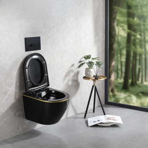 ZESTAW PODTYNKOWY WC STELAŻ GEBERIT DUOFIX MISKA MIZU-BL-GL-RIM-02 PRZYCISK DELTA 50 CZARNY MAT