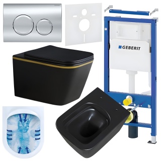 ZESTAW PODTYNKOWY WC STELAŻ GEBERIT DUOFIX MISKA RAIN-MTB-GL-RIM-03 PRZYCISK DELTA 20 CHROM