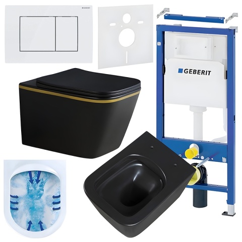 ZESTAW PODTYNKOWY WC STELAŻ GEBERIT DUOFIX MISKA RAIN-MTB-GL-RIM-03 PRZYCISK DELTA 30 BIAŁY