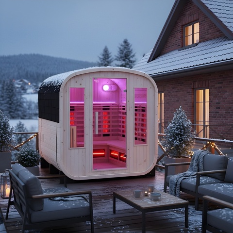 SAUNA OGRODOWA KOMBO FIŃSKA - INFRARED BECZKA VANTA 4-6 OSOBOWA 200x200 CM 2W1