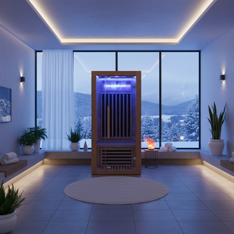 SAUNA SUCHA INFRARED NISKOTEMPERATUROWA ALTA1-CRB 1-2 OSOBOWA 90x90 CM