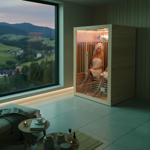 SAUNA SUCHA INFRARED NISKOTEMPERATUROWA ALTA2-CRB 2-3 OSOBOWA 120x105 CM