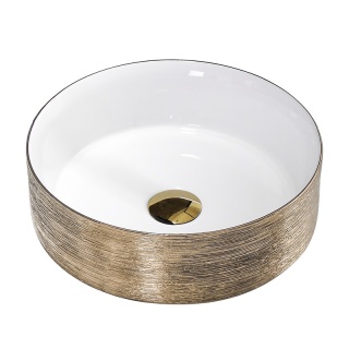 UMYWALKA NABLATOWA CERAMICZNA OKRĄGŁA LAVA-GL-BR-360 ZŁOTY SZCZOTKOWANY 36x12 CM