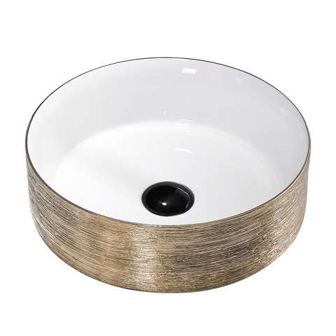 UMYWALKA NABLATOWA CERAMICZNA OKRĄGŁA LAVA-GL-BR-360 ZŁOTY SZCZOTKOWANY 36x12 CM