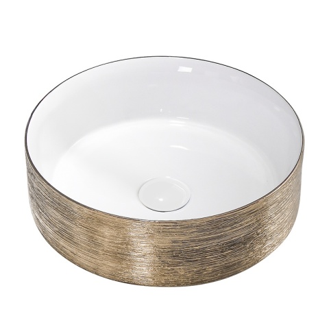 UMYWALKA NABLATOWA CERAMICZNA OKRĄGŁA LAVA-GL-BR-360 ZŁOTY SZCZOTKOWANY 36x12 CM