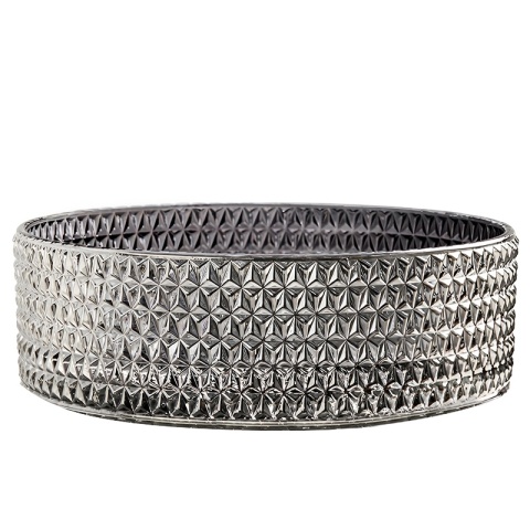 UMYWALKA NABLATOWA SZKLANA OKRĄGŁA FREZOWANA BRILLANT1-BL-PL-360 CZARNY PLATYNOWY POŁYSK 36x12 CM