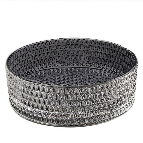 UMYWALKA NABLATOWA SZKLANA OKRĄGŁA FREZOWANA BRILLANT1-BL-PL-360 CZARNY PLATYNOWY POŁYSK 36x12 CM