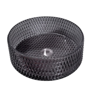 UMYWALKA NABLATOWA SZKLANA OKRĄGŁA FREZOWANA BRILLANT1-BL-360 CZARNY POŁYSK 36x12 CM