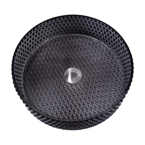 UMYWALKA NABLATOWA SZKLANA OKRĄGŁA FREZOWANA BRILLANT1-BL-400 CZARNY POŁYSK 40x12 CM