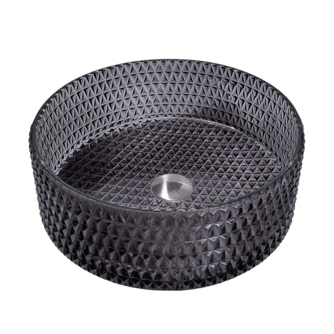 UMYWALKA NABLATOWA SZKLANA OKRĄGŁA FREZOWANA BRILLANT1-BL-400 CZARNY POŁYSK 40x12 CM