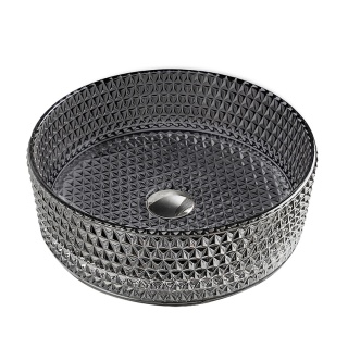 UMYWALKA NABLATOWA SZKLANA OKRĄGŁA FREZOWANA BRILLANT1-BL-PL-400 CZARNY PATYNOWY POŁYSK 40x12 CM