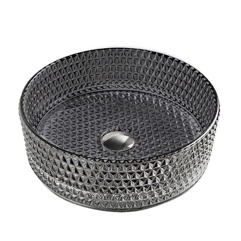 UMYWALKA NABLATOWA SZKLANA OKRĄGŁA FREZOWANA BRILLANT1-BL-PL-400 CZARNY PATYNOWY POŁYSK 40x12 CM