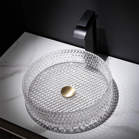 UMYWALKA NABLATOWA SZKLANA OKRĄGŁA FREZOWANA BRILLANT1-TR-360 TRANSPARENTNA 36x12 CM