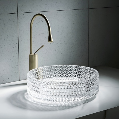 UMYWALKA NABLATOWA SZKLANA OKRĄGŁA FREZOWANA BRILLANT1-TR-360 TRANSPARENTNA 36x12 CM