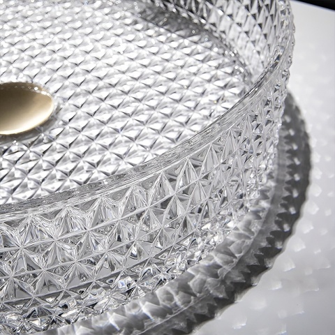 UMYWALKA NABLATOWA SZKLANA OKRĄGŁA FREZOWANA BRILLANT1-TR-360 TRANSPARENTNA 36x12 CM