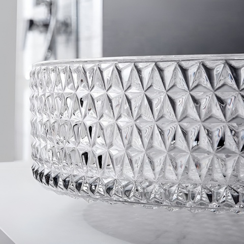 UMYWALKA NABLATOWA SZKLANA OKRĄGŁA FREZOWANA BRILLANT1-TR-400 TRANSPARENTNA 40x12 CM