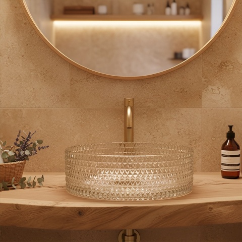 UMYWALKA NABLATOWA SZKLANA OKRĄGŁA FREZOWANA BRILLANT1-TR-400 TRANSPARENTNA 40x12 CM