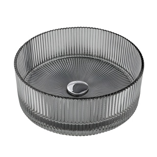 UMYWALKA NABLATOWA SZKLANA OKRĄGŁA FREZOWANA BRILLANT2-BL-400 CZARNA 40x12 CM