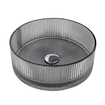 UMYWALKA NABLATOWA SZKLANA OKRĄGŁA FREZOWANA BRILLANT2-BL-400 CZARNA 40x12 CM