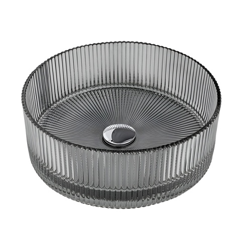 UMYWALKA NABLATOWA SZKLANA OKRĄGŁA FREZOWANA BRILLANT2-BL-400 CZARNA 40x12 CM