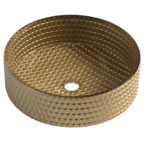 UMYWALKA NABLATOWA SZKLANA OKRĄGŁA FREZOWANA BRILLANT1-GL-400 ZŁOTY MAT 40x12 CM