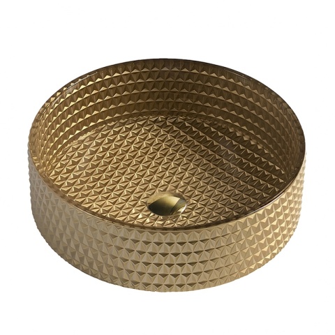 UMYWALKA NABLATOWA SZKLANA OKRĄGŁA FREZOWANA BRILLANT1-GL-400 ZŁOTY MAT 40x12 CM