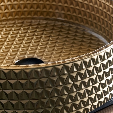 UMYWALKA NABLATOWA SZKLANA OKRĄGŁA FREZOWANA BRILLANT1-GL-400 ZŁOTY MAT 40x12 CM