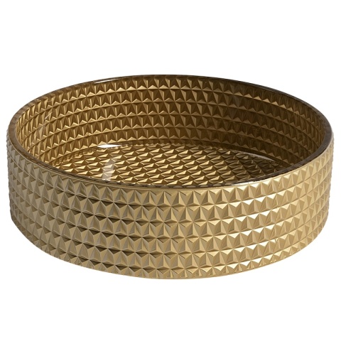 UMYWALKA NABLATOWA SZKLANA OKRĄGŁA FREZOWANA BRILLANT1-GL-400 ZŁOTY MAT 40x12 CM