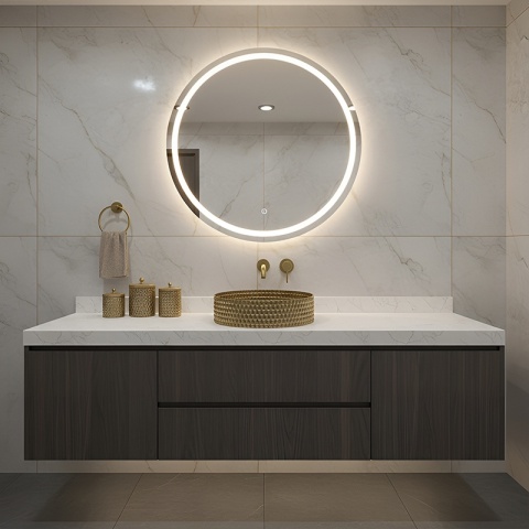 UMYWALKA NABLATOWA SZKLANA OKRĄGŁA FREZOWANA BRILLANT1-GL-400 ZŁOTY MAT 40x12 CM